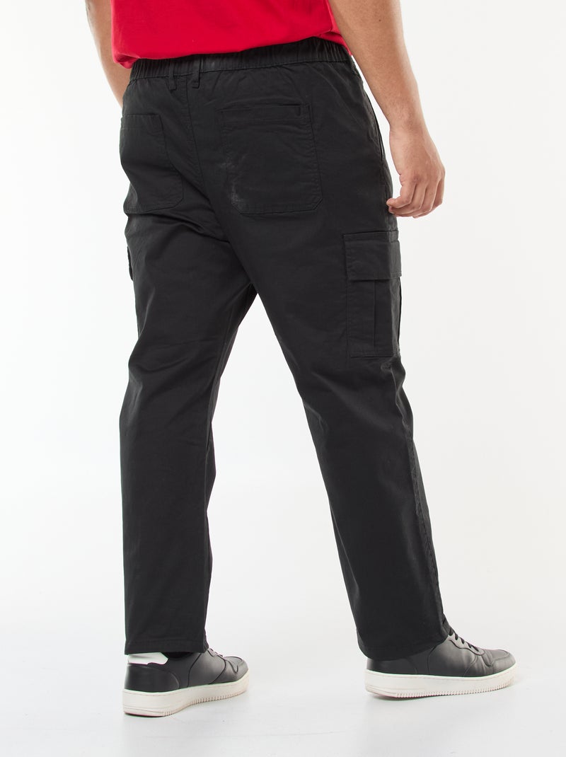 Pantalon multipoches uni avec passant pour ceinture Noir - Kiabi