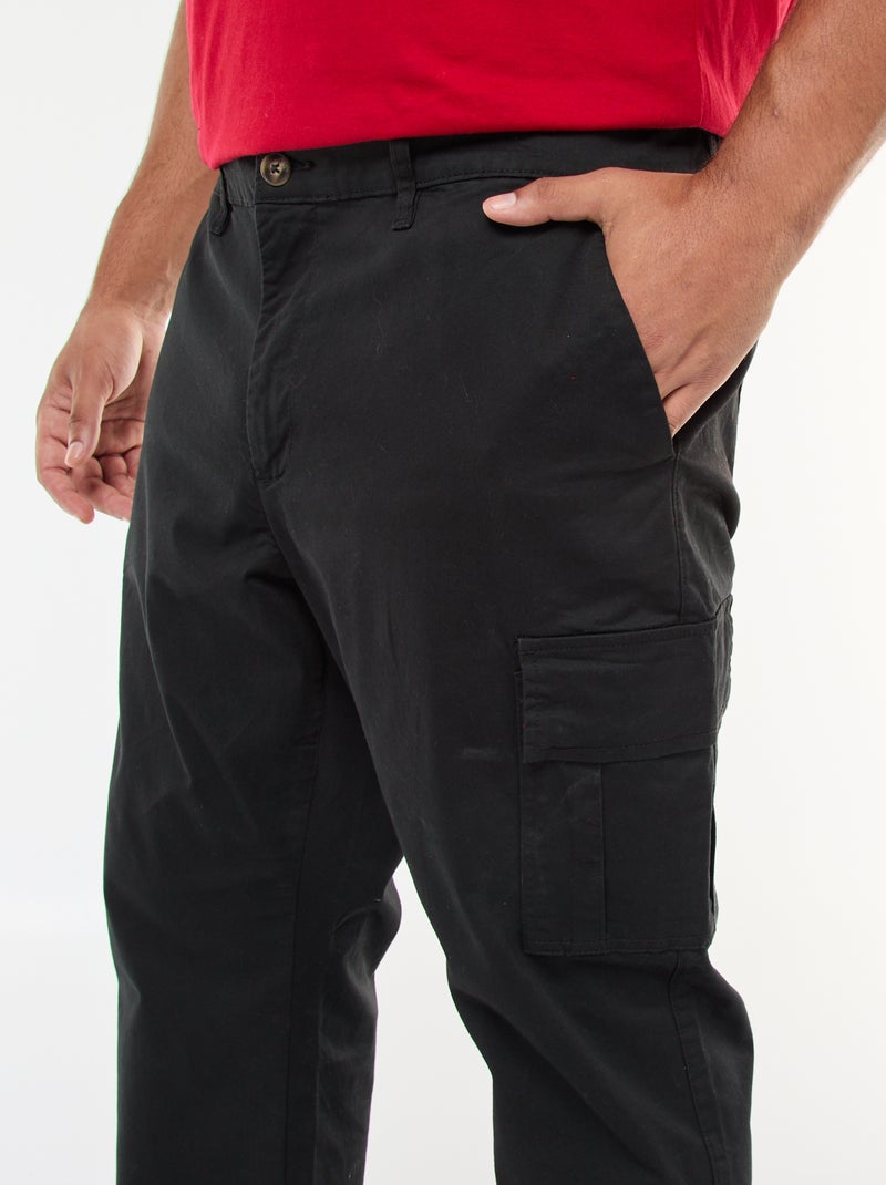 Pantalon multipoches uni avec passant pour ceinture Noir - Kiabi