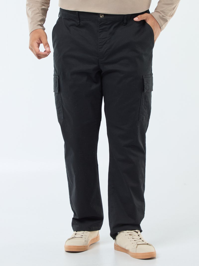 Pantalon multipoches uni avec passant pour ceinture Noir - Kiabi