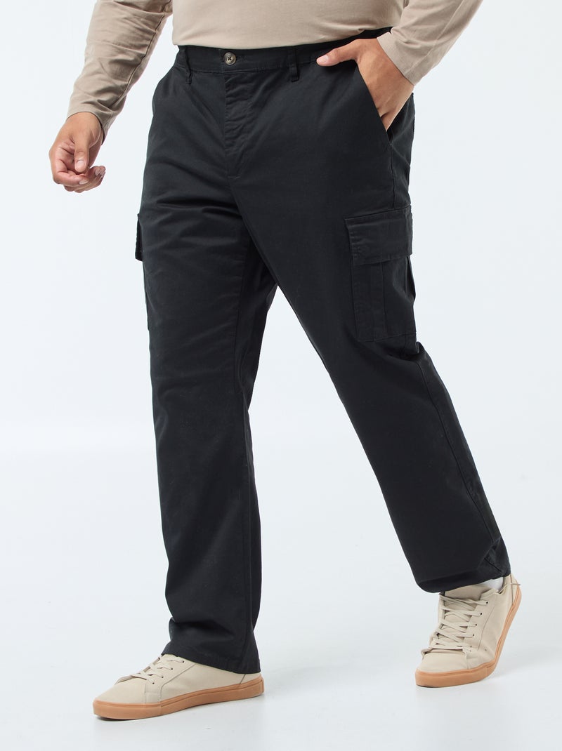 Pantalon multipoches uni avec passant pour ceinture Noir - Kiabi