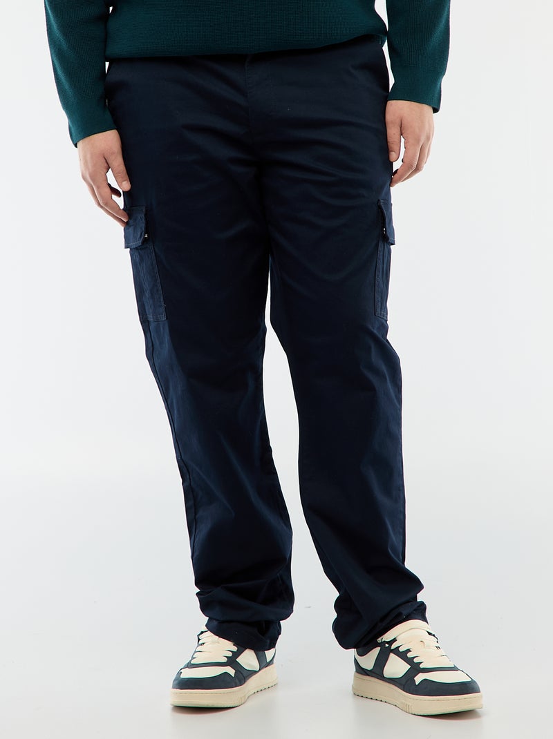 Pantalon multipoches uni Bleu - Kiabi