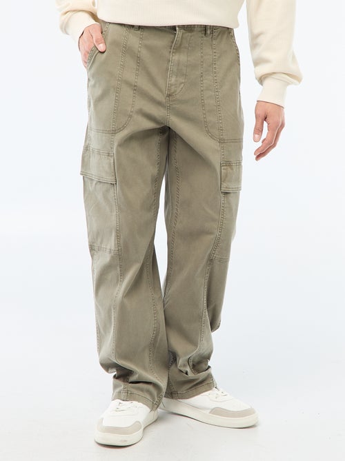 Pantalon multipoches uni coupe droite / Regular Fit - Kiabi