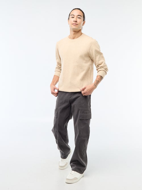 Pantalon multipoches uni coupe droite / Regular Fit - Kiabi