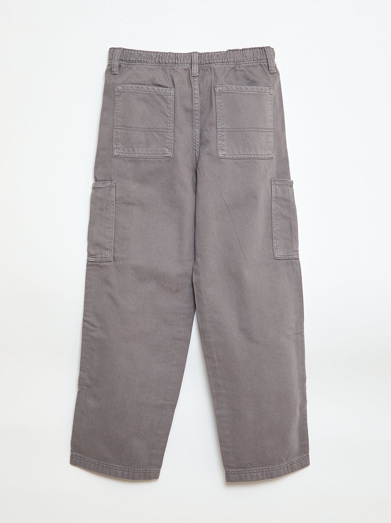 Pantalon multipoches uni Gris - Kiabi