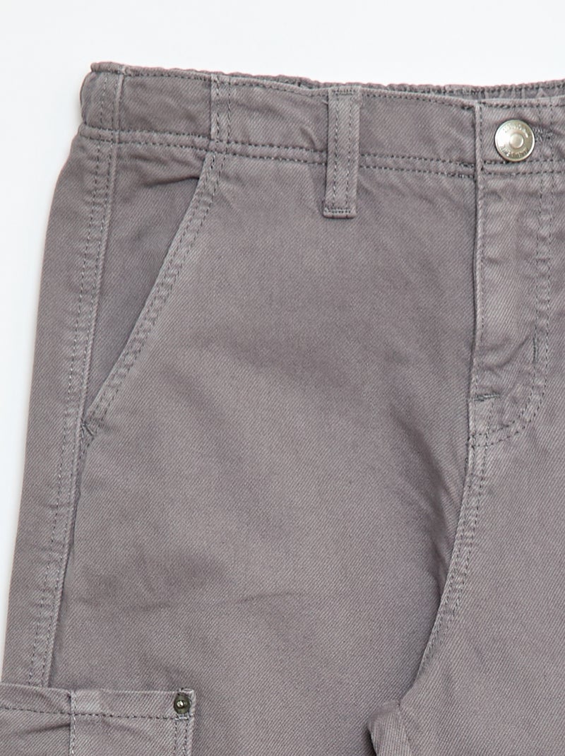 Pantalon multipoches uni Gris - Kiabi