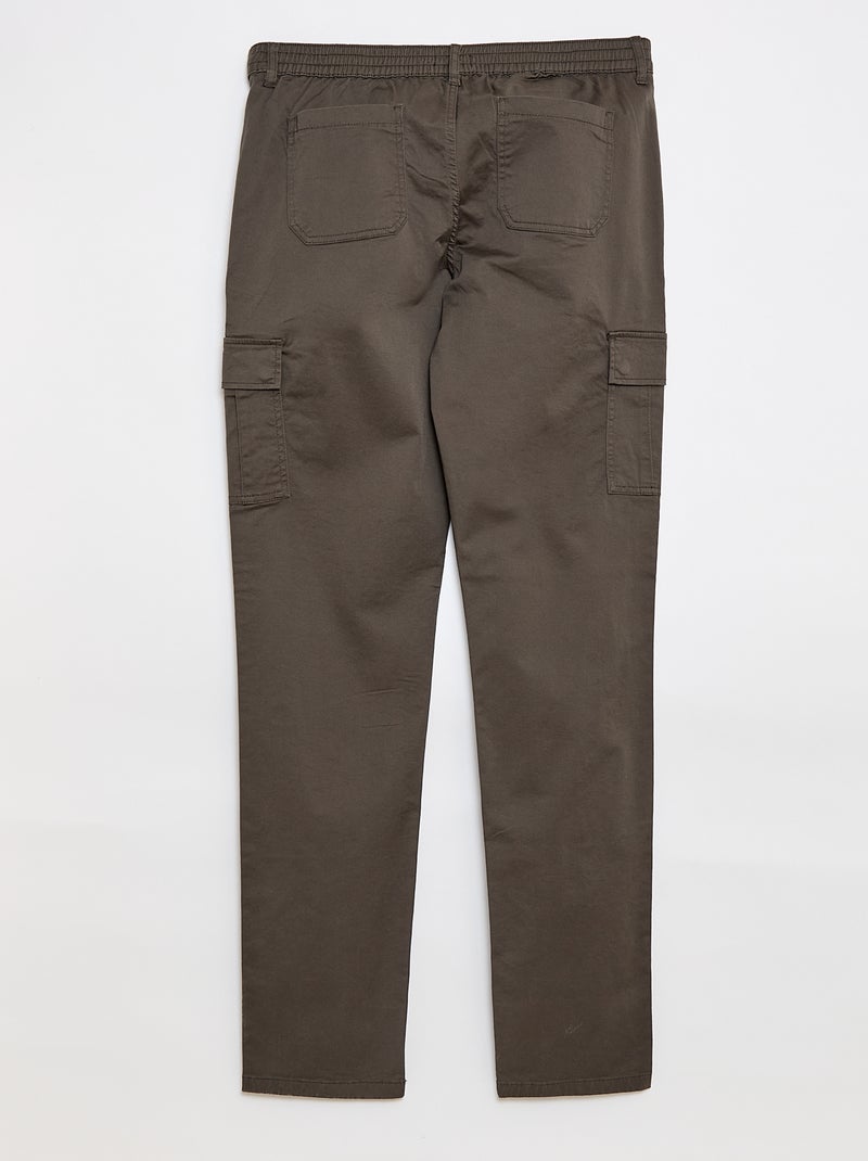 Pantalon multipoches uni Kaki - Kiabi