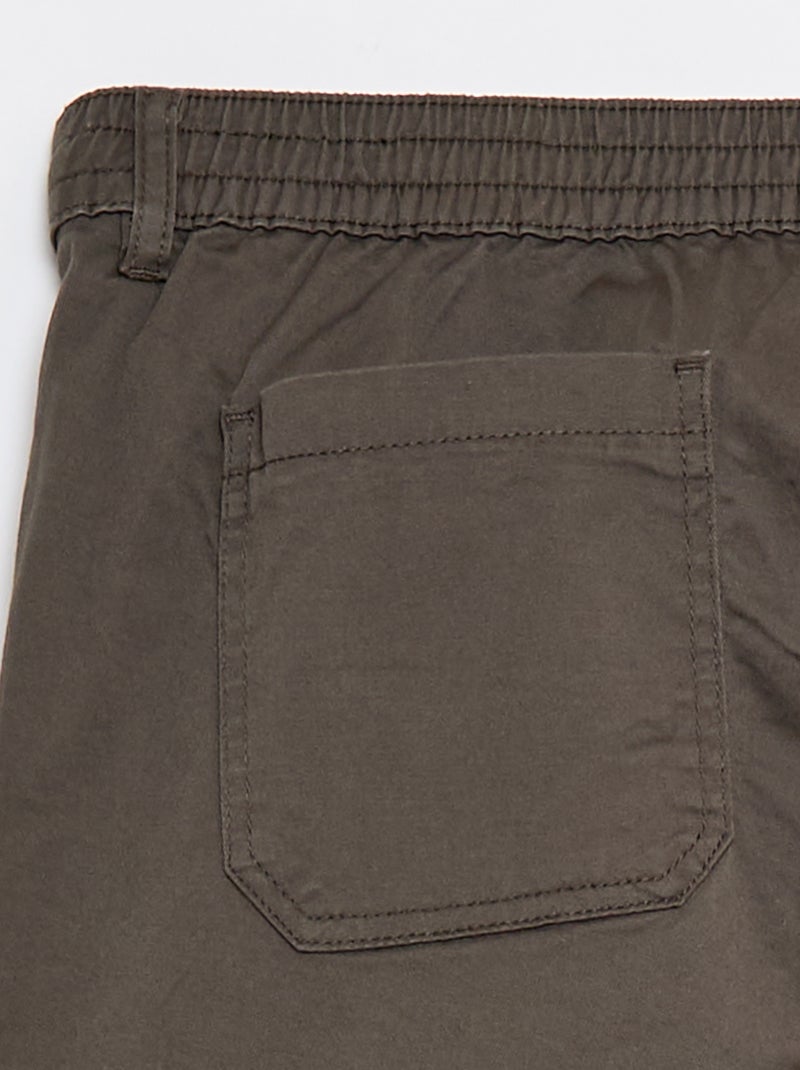 Pantalon multipoches uni Kaki - Kiabi
