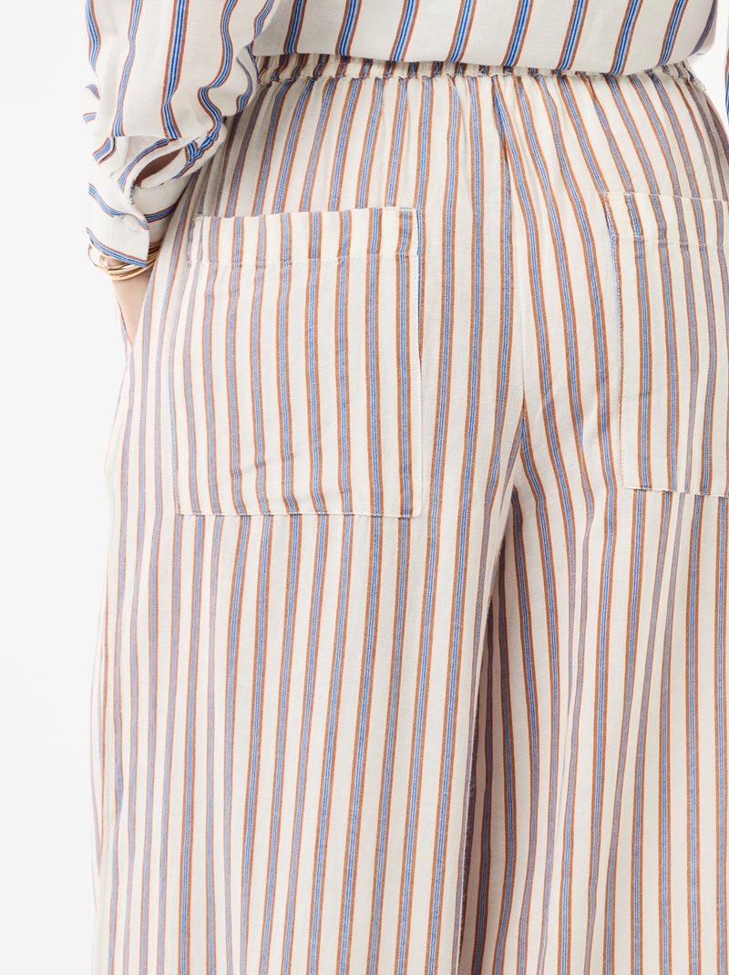 Pantalon palazzo en lin mélangé Beige - Kiabi