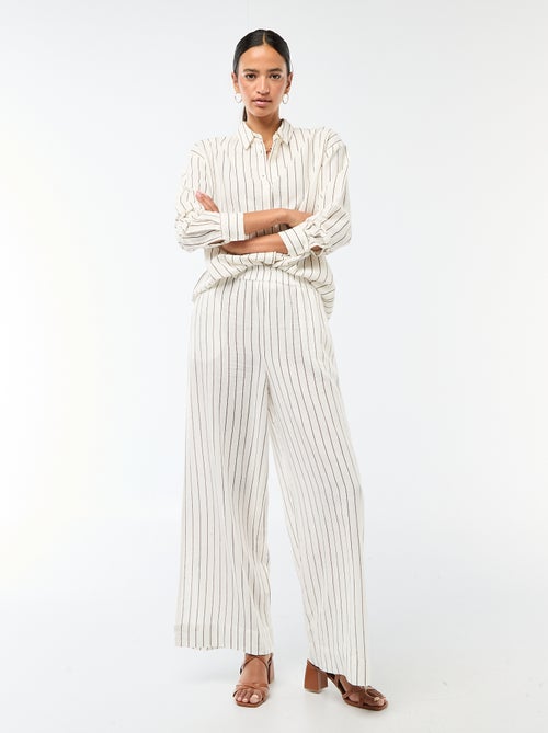 Pantalon palazzo en lin mélangé - Kiabi
