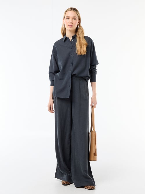 Pantalon palazzo en lin mélangé - Kiabi