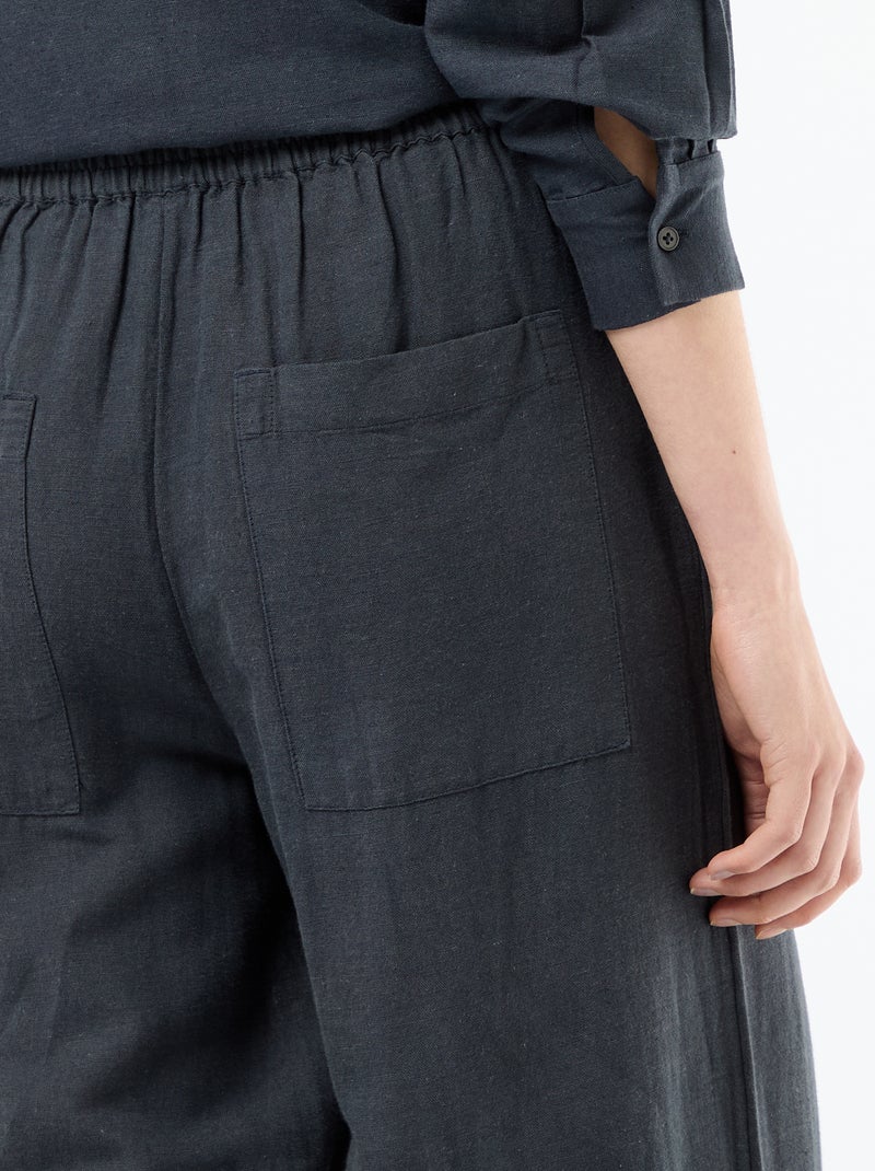 Pantalon palazzo en lin mélangé Bleu - Kiabi