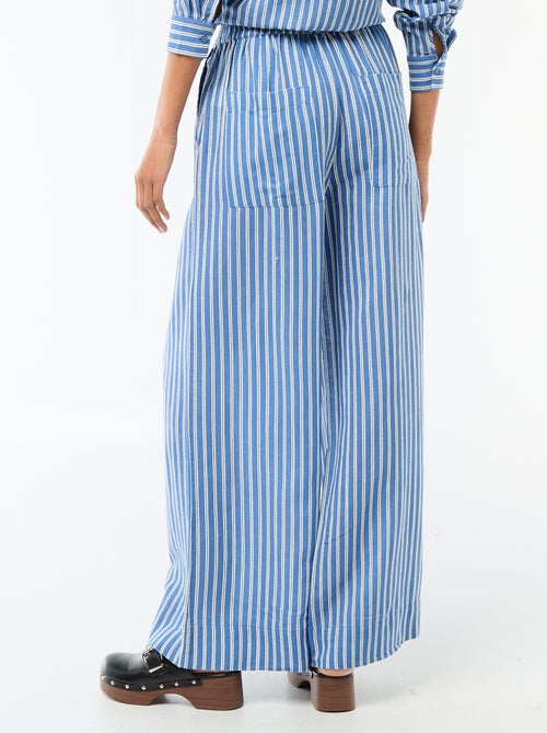 Pantalon palazzo en lin mélangé - Kiabi