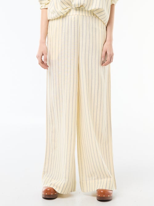 Pantalon palazzo en lin mélangé - Kiabi