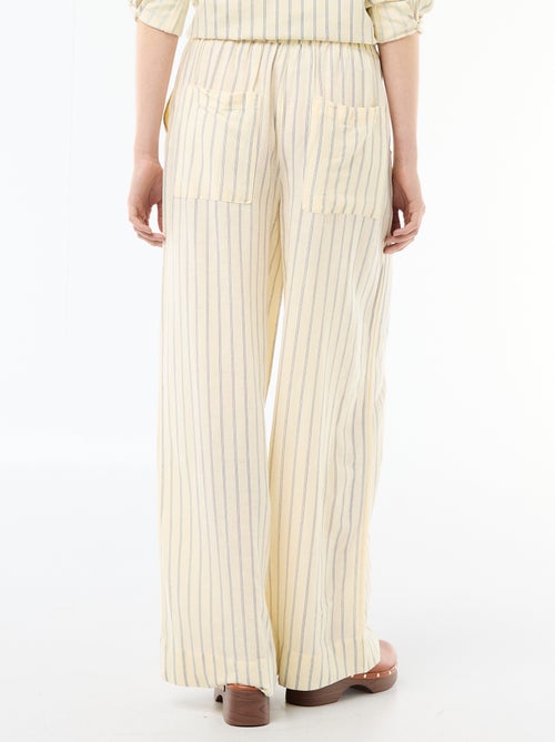 Pantalon palazzo en lin mélangé - Kiabi