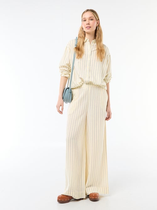 Pantalon Palazzo Femme Chaîne et trame - Kiabi