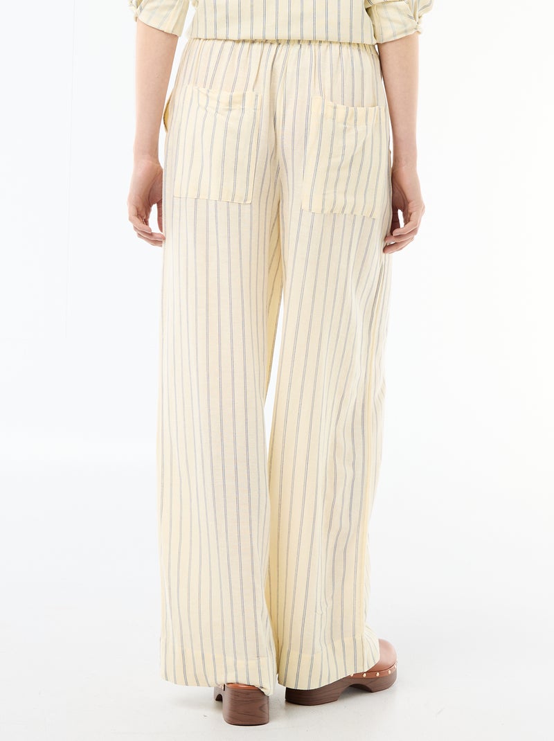 Pantalon Palazzo Femme Chaîne et trame Jaune - Kiabi