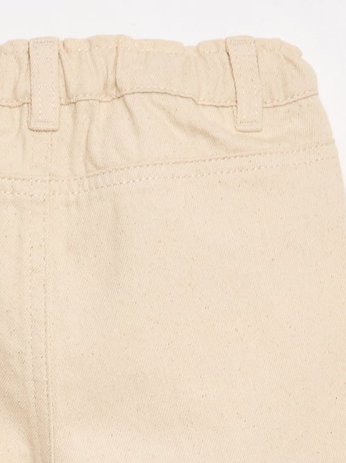 Pantalon paperbag brodé all-over en twill de coton - Kiabi