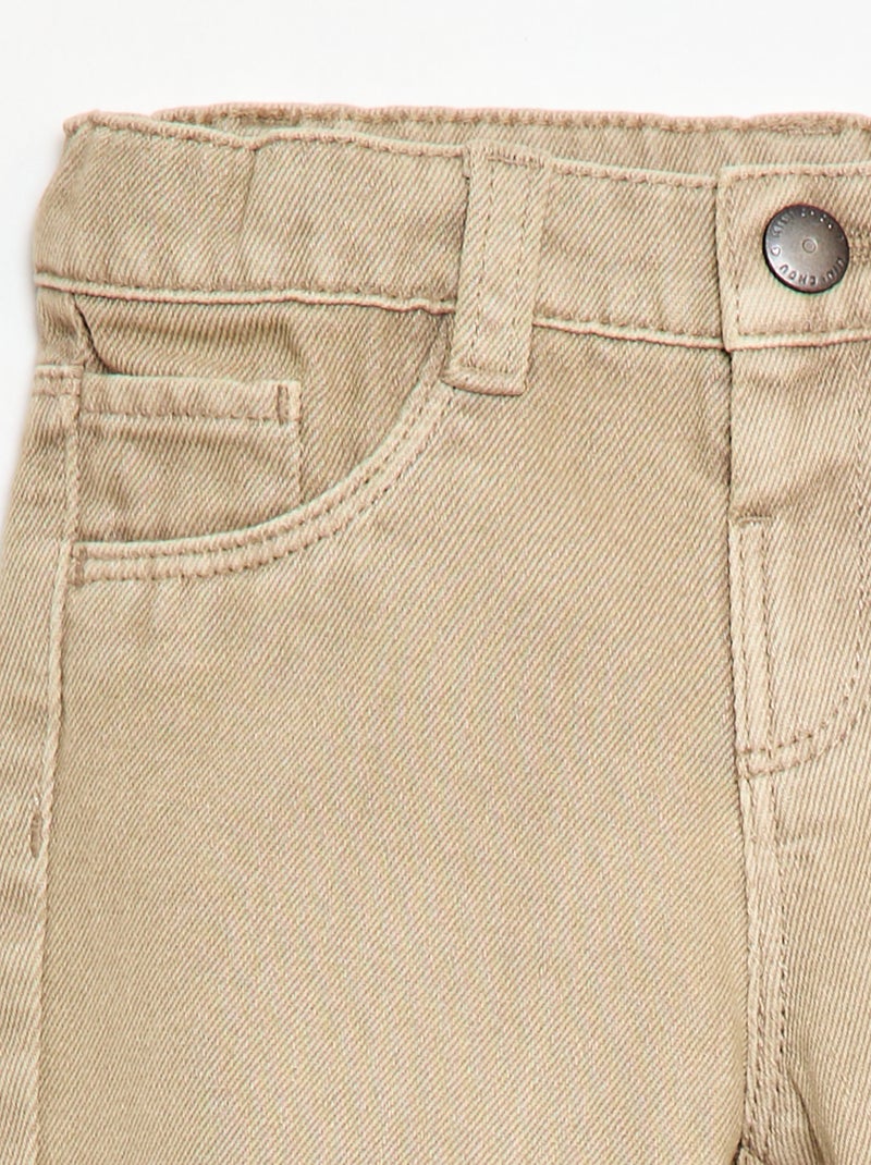 Pantalon paperbag en twill de coton Beige - Kiabi