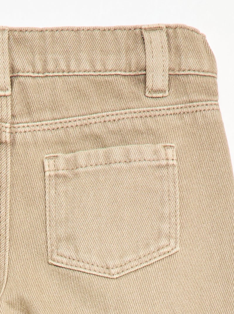 Pantalon paperbag en twill de coton Beige - Kiabi