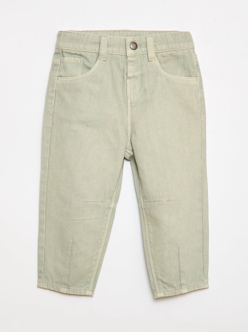 Pantalon paperbag en twill de coton Gris - Kiabi