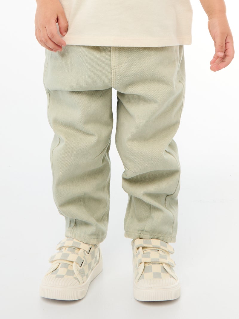 Pantalon paperbag en twill de coton Gris - Kiabi