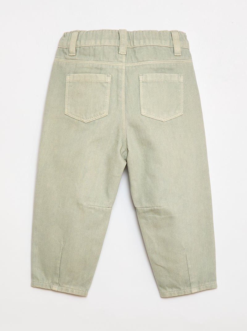 Pantalon paperbag en twill de coton Gris - Kiabi