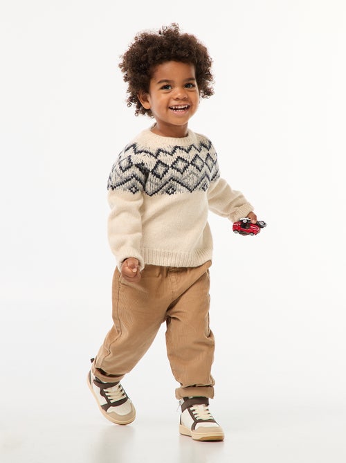 Pantalon paperbag en velours côtelé - Kiabi