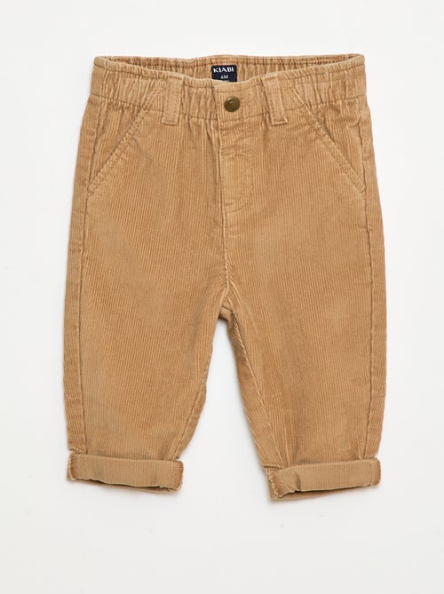Pantalon paperbag en velours côtelé - Kiabi