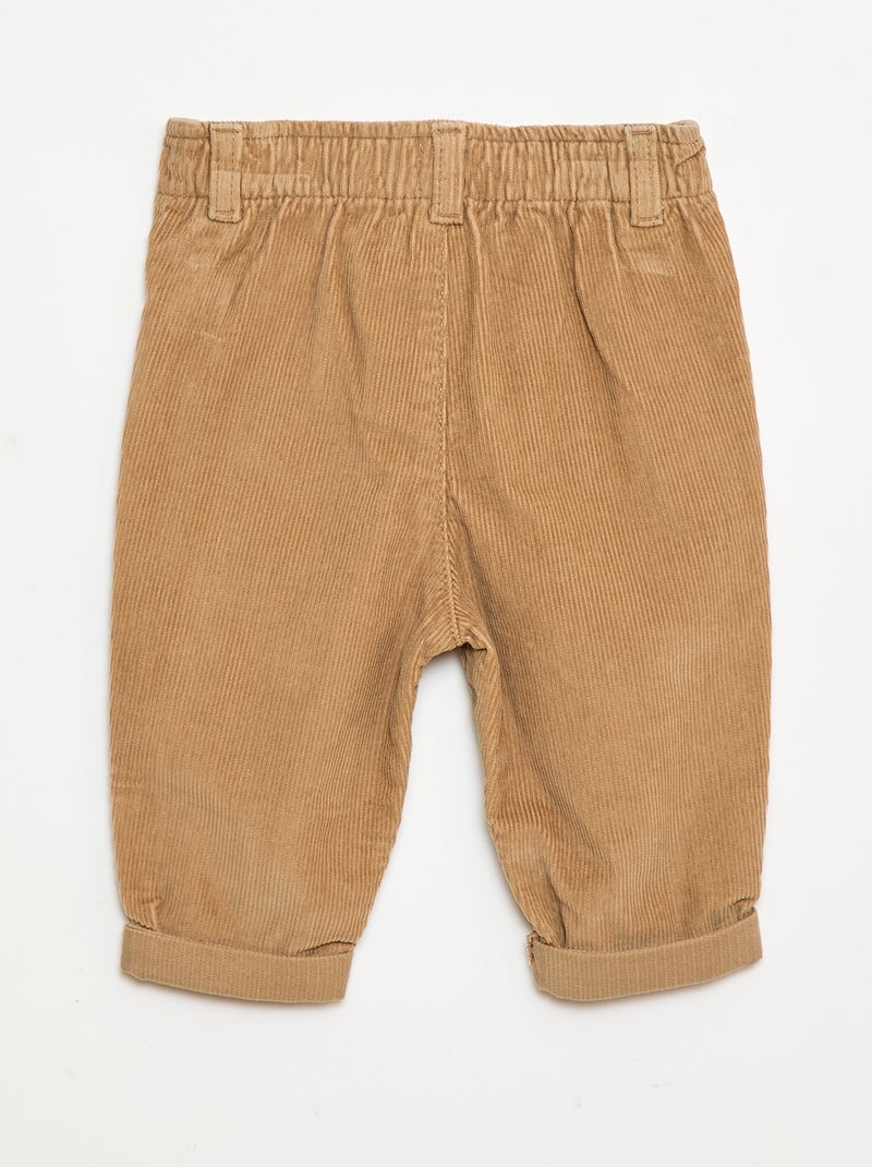 Pantalon paperbag en velours côtelé Beige - Kiabi