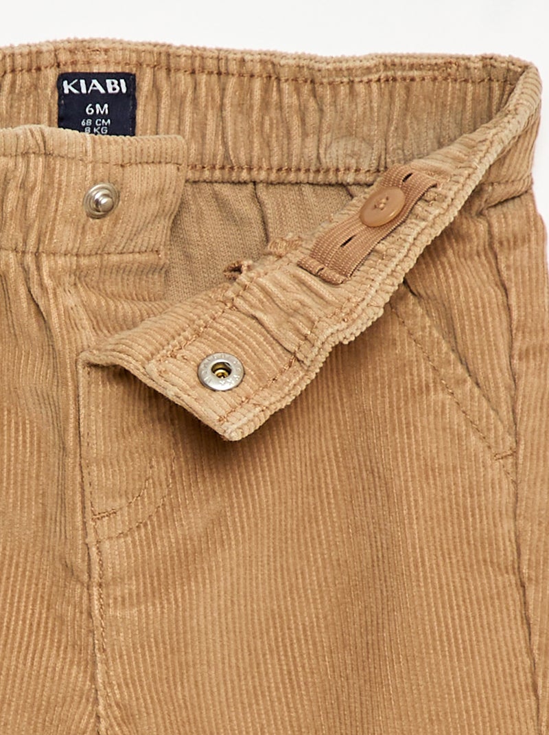 Pantalon paperbag en velours côtelé Beige - Kiabi