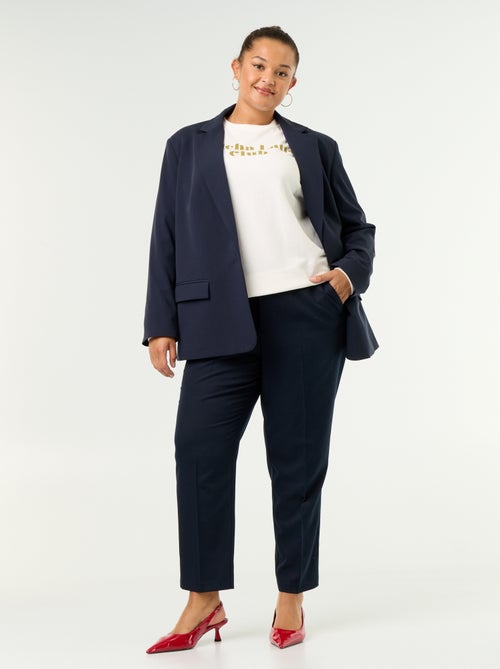 Pantalon pour femme en toile à coupe droite - Kiabi
