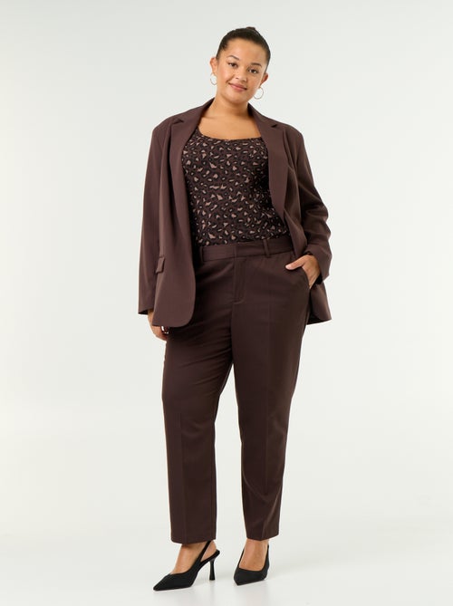 Pantalon pour femme en toile à coupe droite - Kiabi