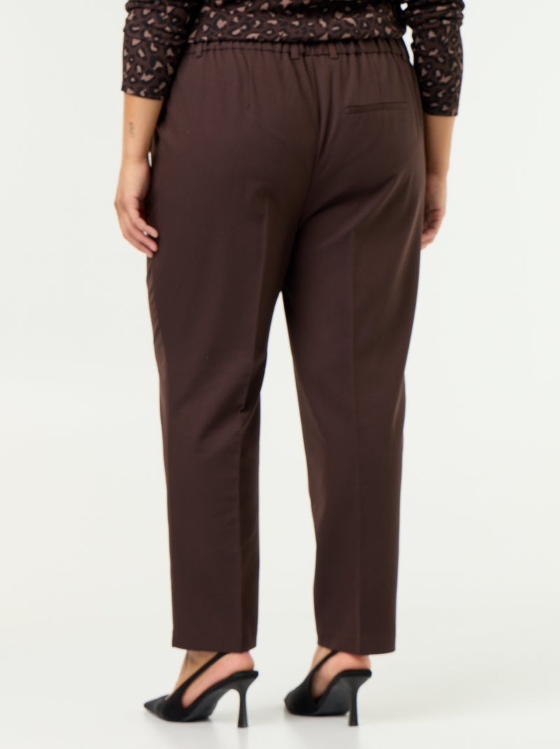 Pantalon pour femme en toile à coupe droite Marron - Kiabi