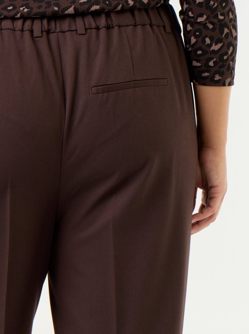 Pantalon pour femme en toile à coupe droite Marron - Kiabi