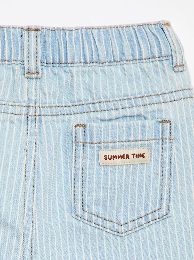 Pantalon rayé denim ajustable en coton Bleu - Kiabi