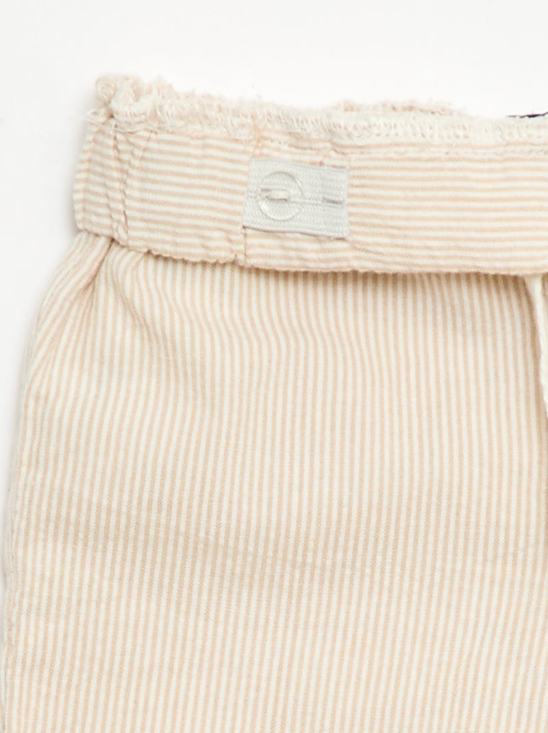 Pantalon rayé en seersucker Beige - Kiabi