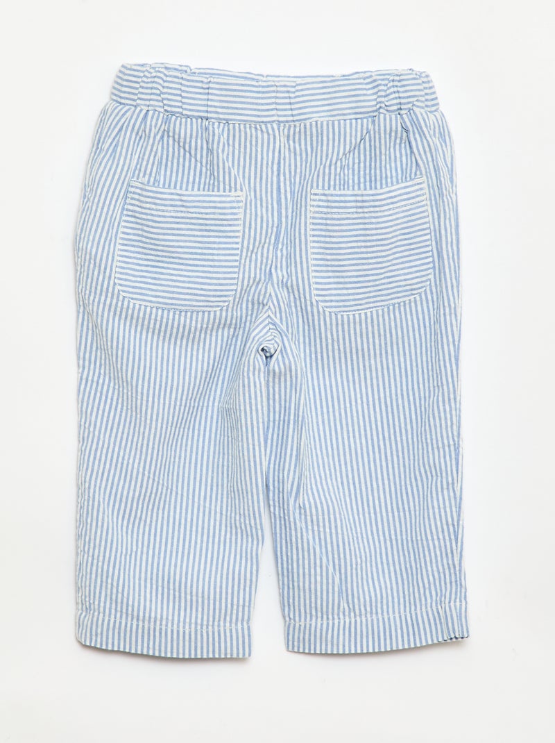 Pantalon rayé en seersucker Bleu - Kiabi
