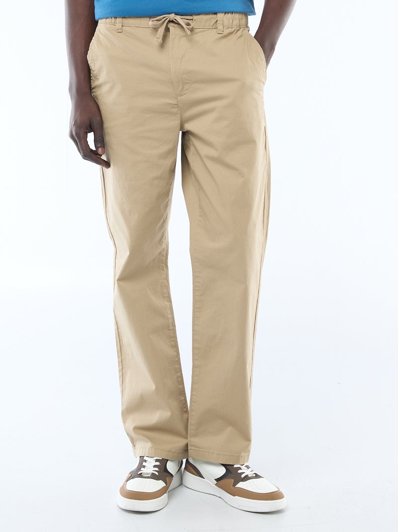 Pantalon regular en twill Beige - Kiabi