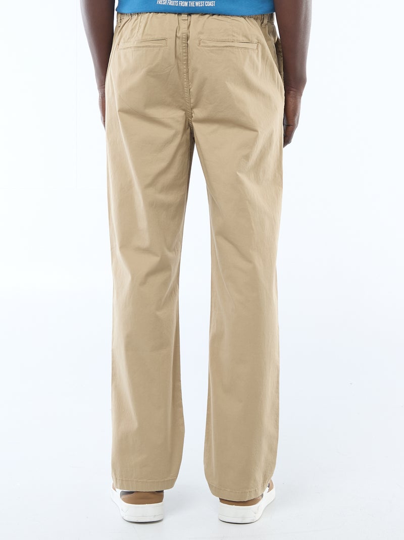 Pantalon regular en twill Beige - Kiabi