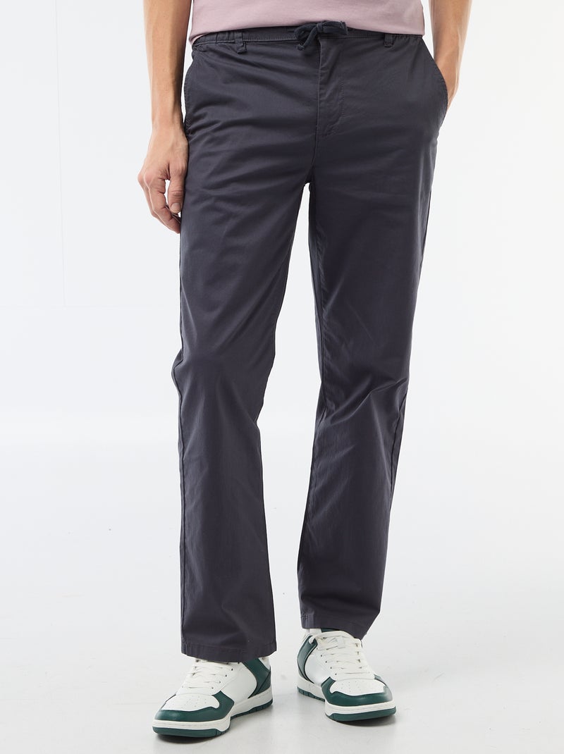 Pantalon regular en twill Bleu - Kiabi