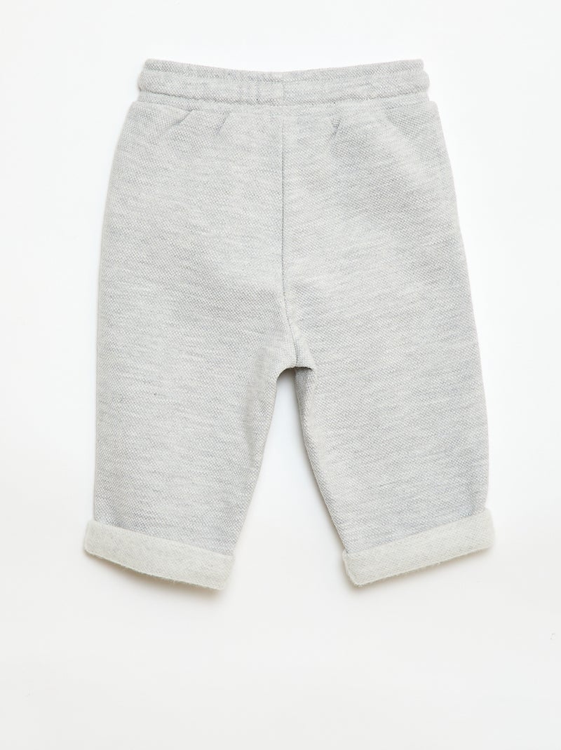 Pantalon relax en maille piquée Gris - Kiabi