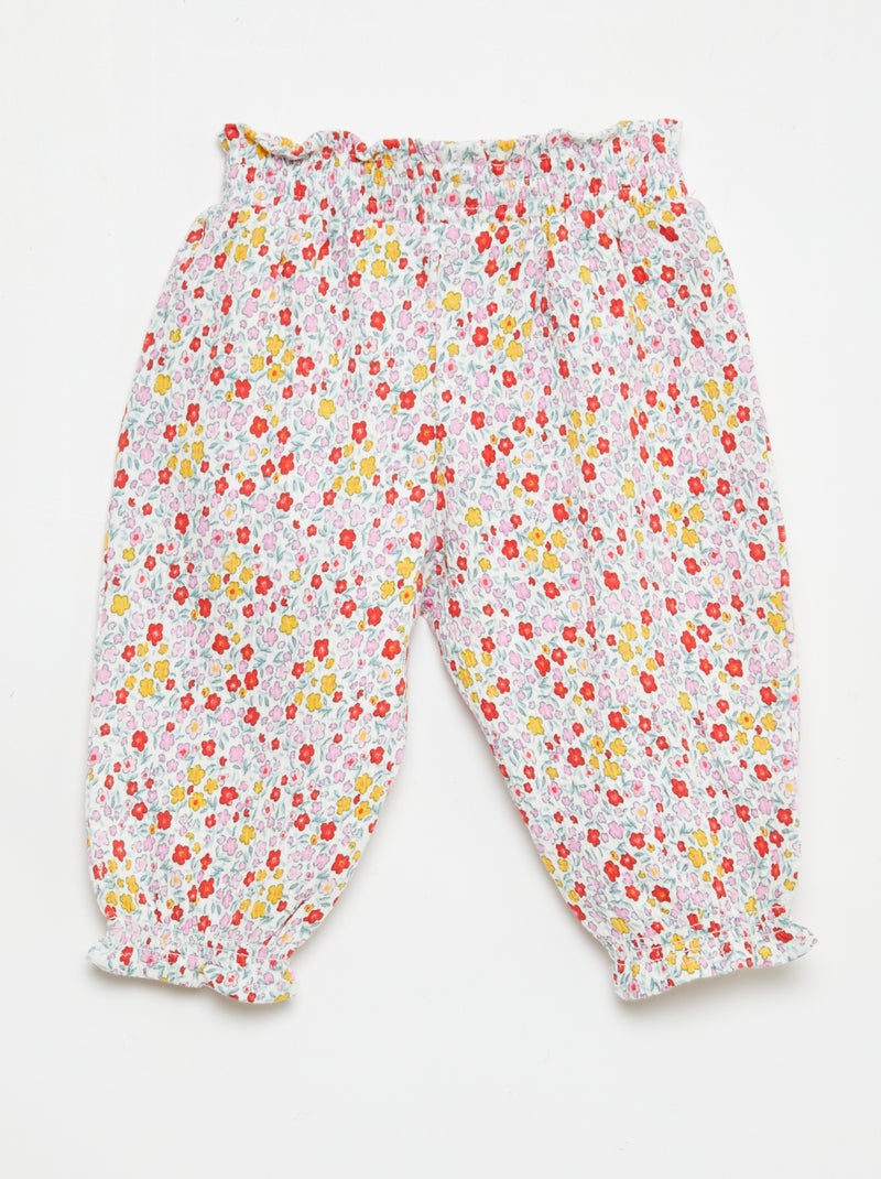 Pantalon Sarouel en jersey de coton Rose - Kiabi