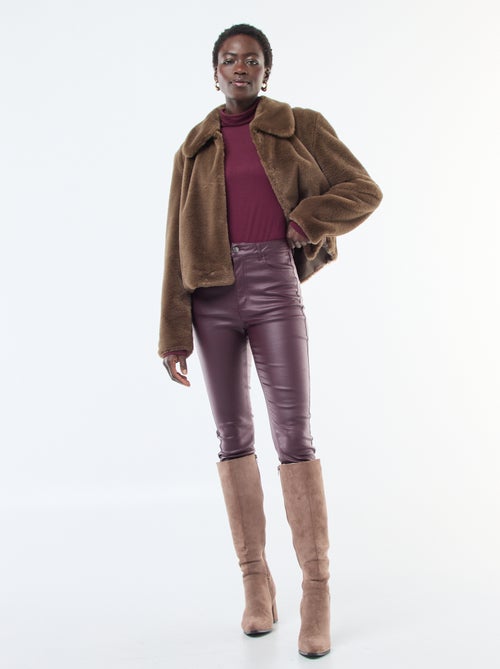 Pantalon skinny coated uni - Kiabi