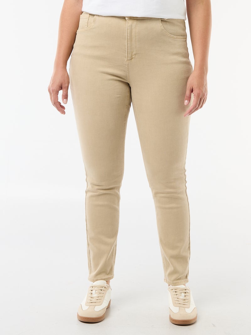 Pantalon skinny taille haute Beige - Kiabi