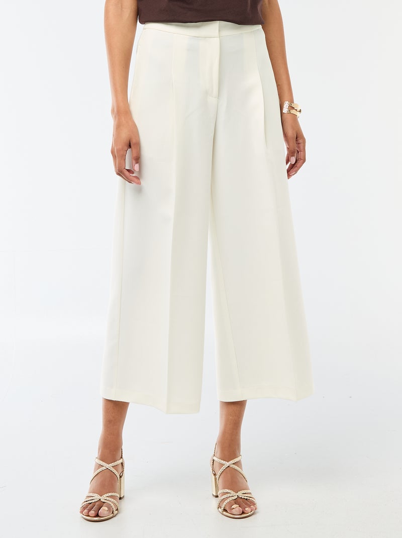 Pantalon slim femme en chaîne et trame lourd Blanc - Kiabi