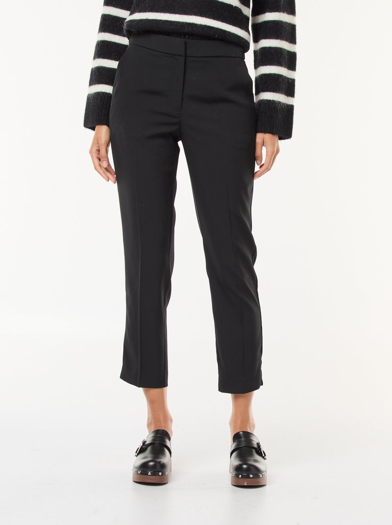 Pantalon slim femme uni à taille standard Noir - Kiabi