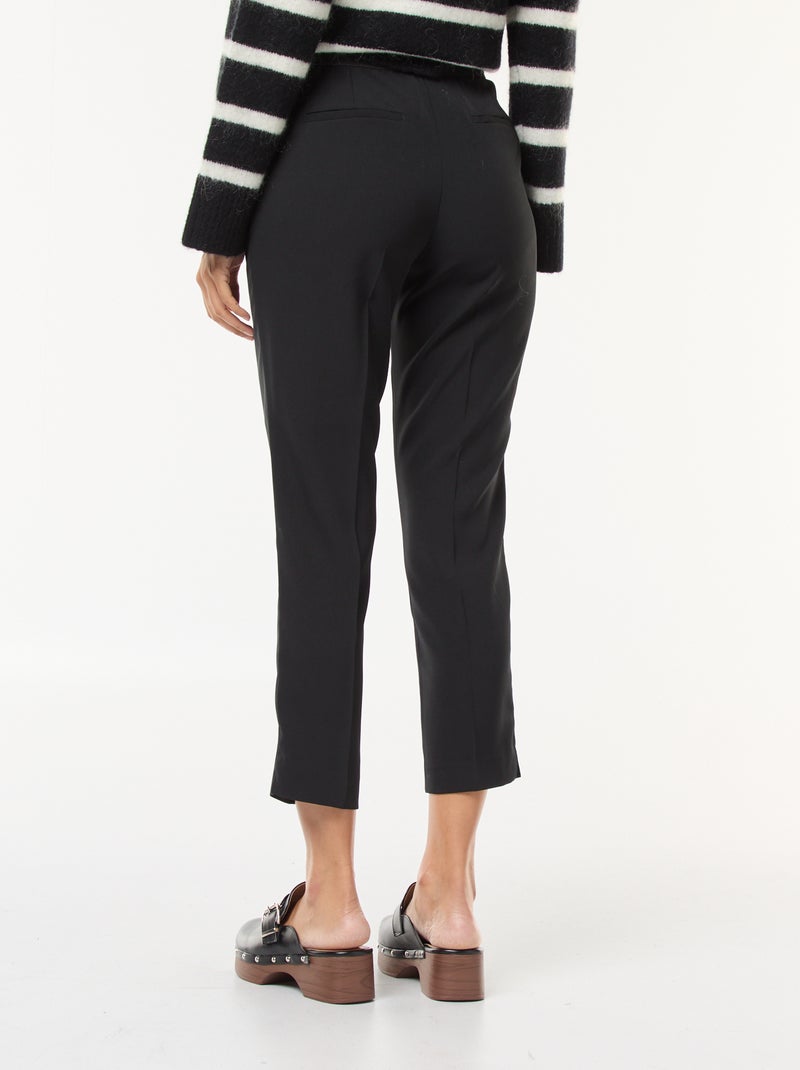 Pantalon slim femme uni à taille standard Noir - Kiabi