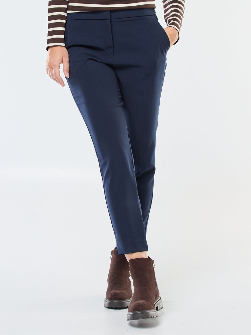 Pantalon slim pour femme uni à taille standard Bleu - Kiabi