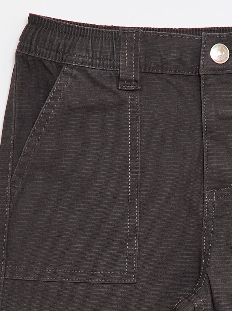 Pantalon straight en coton uni - Collection facile à enfiler Noir - Kiabi