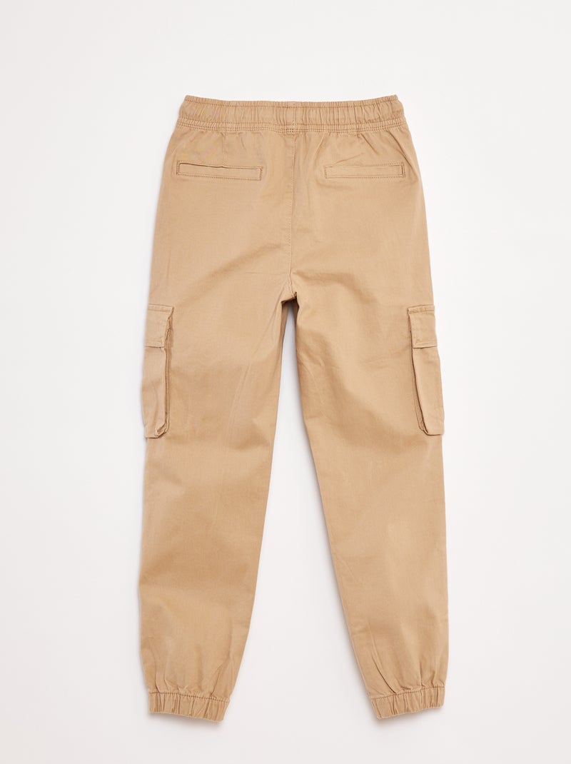 Pantalon stretch multipoches Beige - Kiabi